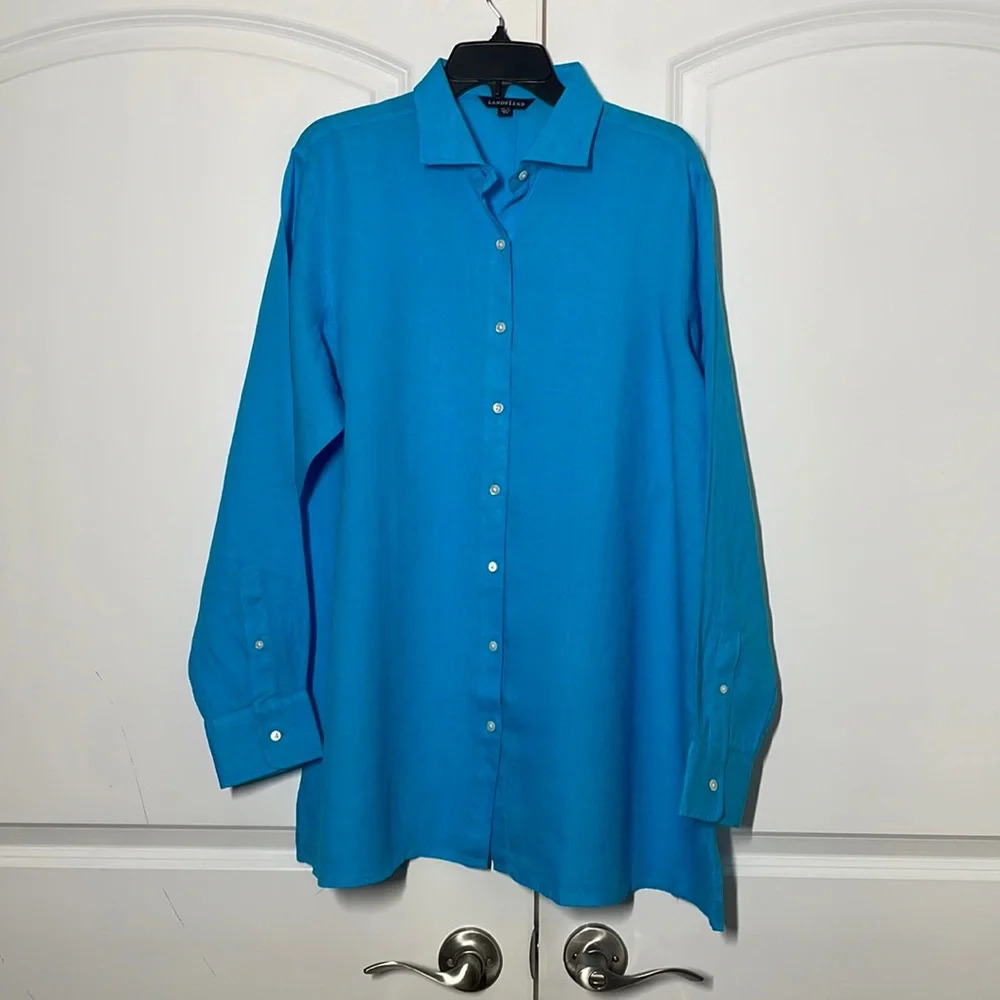 Lands End 100% Linen Button Down Shirt size 1X